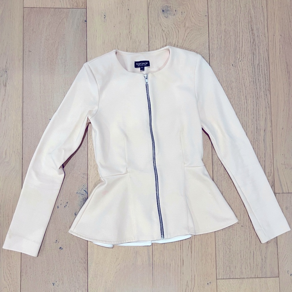 Topshop pink peplum blazer